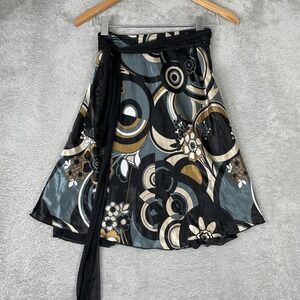 Wrapper Mini Skirt Womens Small Geometric Floral Satin Whimsygoth Y2K Retro Mod